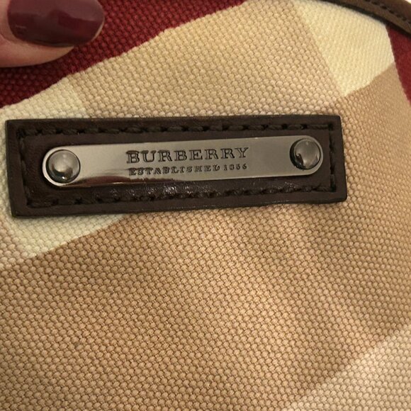 BURBERRY Mega Nova Check Large Canvas and Leather Handbag Cinch Shopper Tote - Picture 3 of 12